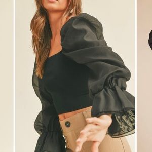 Take Me Out Puff Sleeve Crop Top